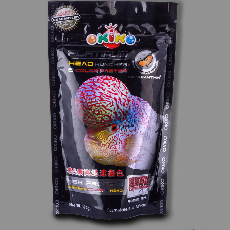 Okiko Platinum Head Huncher and Colour Faster Flower Horn Fish Food 100 g