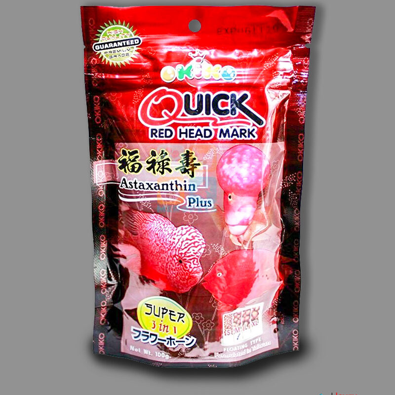 Okiko Quick Red Head Mark Flower Horn Fish Food 100g